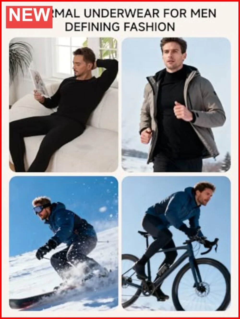 Men's Thermal Long Johns Set with Fleece Lining Base Layer